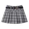 Women's American Retro Plaid High Waist Pleated Skirt - Early Autumn College Style, Anti-Exposure