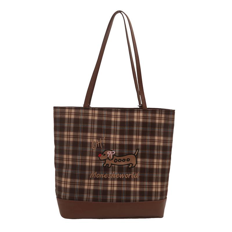 

Stylish And Spacious Women s Tote Bag In Plaid Pattern With Bow Detail For Daily Use Bow