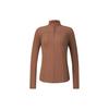Solid Color Stand Collar Fitness Knit Jacket Women Jackets Brick-Brown A11W341502F-BN