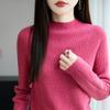 Half Turtleneck Knitted Sweater for Women In Autumn and Winter Solid Color Paired with Long-sleeved Pullover Top