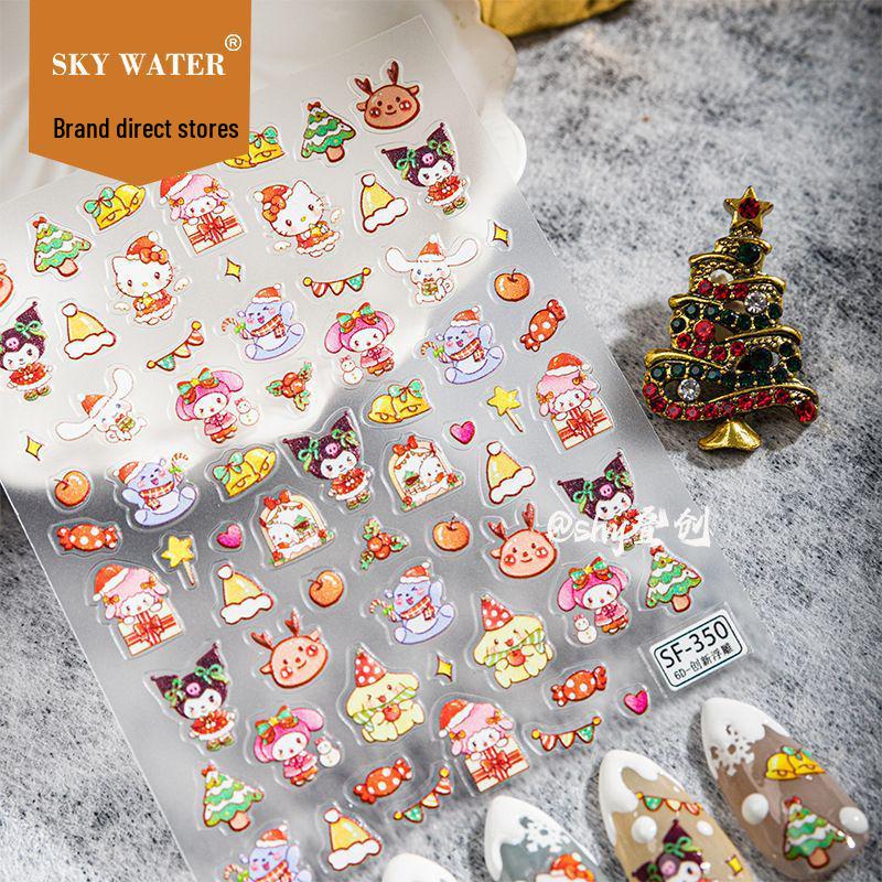 Sky Cute Cinnamoroll & Hello Kitty Embossed Nail Art Stickers for DIY, Journal, Student, Water Bottle Decoration No specifications