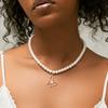 Copper 18k Gold Plated Butterfly Pearl Short Choker Clavicle Necklace For Women