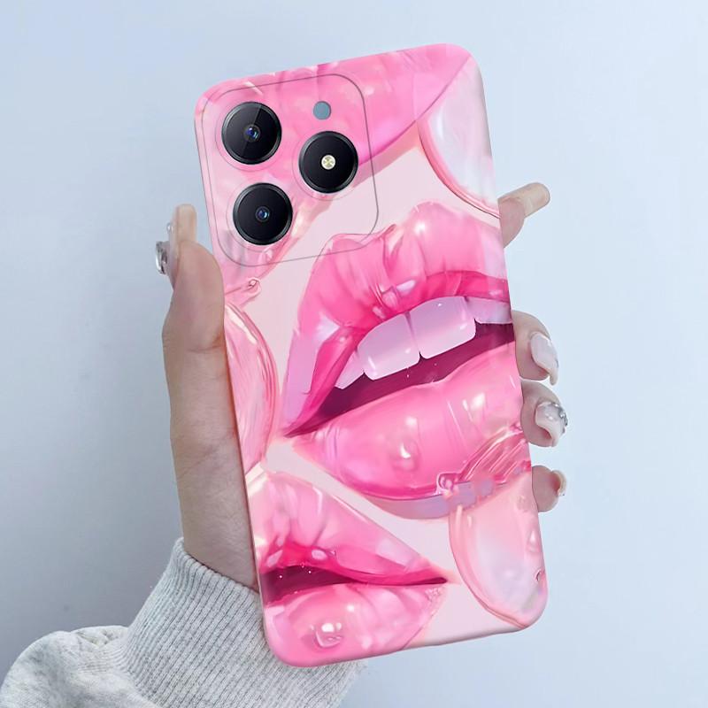 Para Realme C61 C63 Funda de Teléfono Diseño de Niña con Flores Silicona Suave TPU Carcasa Trasera para Realme Narzo N63 C 63 Fundas RealmeC61