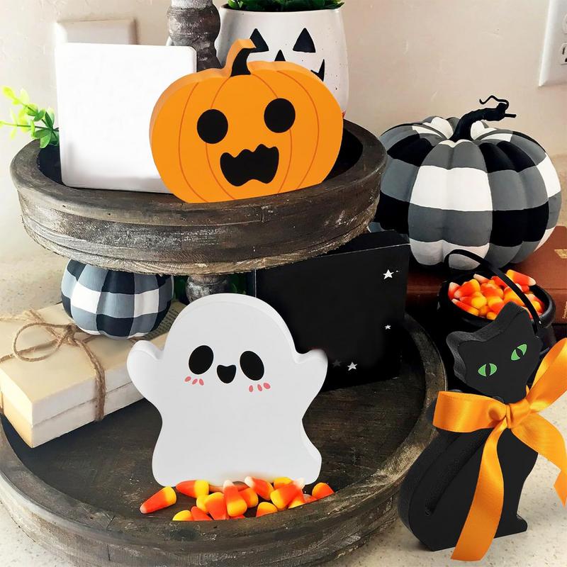 Cute Ghost Ornament Tiered Tray Halloween Decor Ghost Table Sign For Halloween Party Desktop Home Decorations