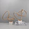 Metal Sculpture Marble Base Geometric Gold Line Statue Wrapping Ornaments Decorative Figurines Home Decoration Accessories