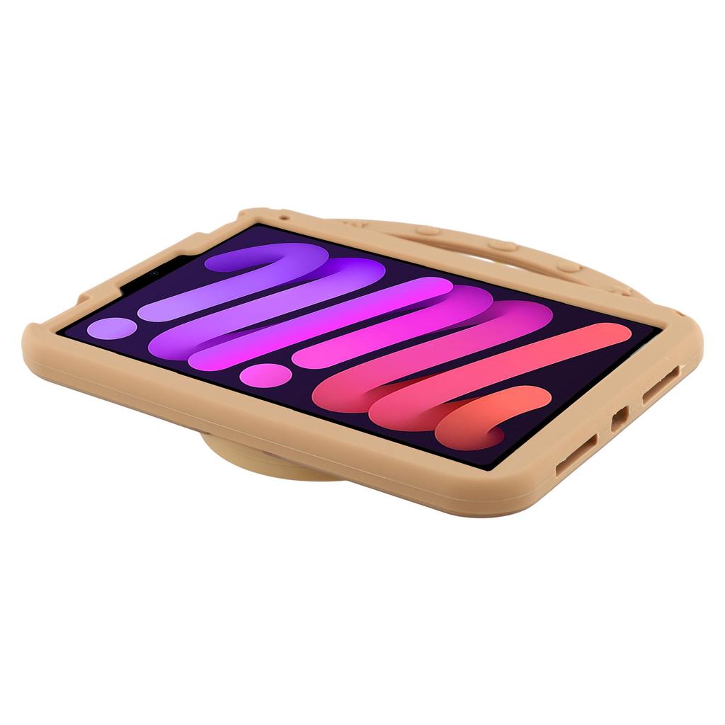 For iPad Mini (2024)/(2021) Silicone Case with Handle 360 Degree Rotating Kickstand Protective Cover Capybara Pattern