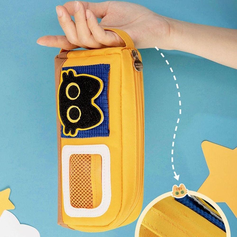 Bolsa de papelería de gran capacidad Organizador de escritorio Bolsa para lápices de gato Estuche para lápices de gato Kawaii Caja para lápices