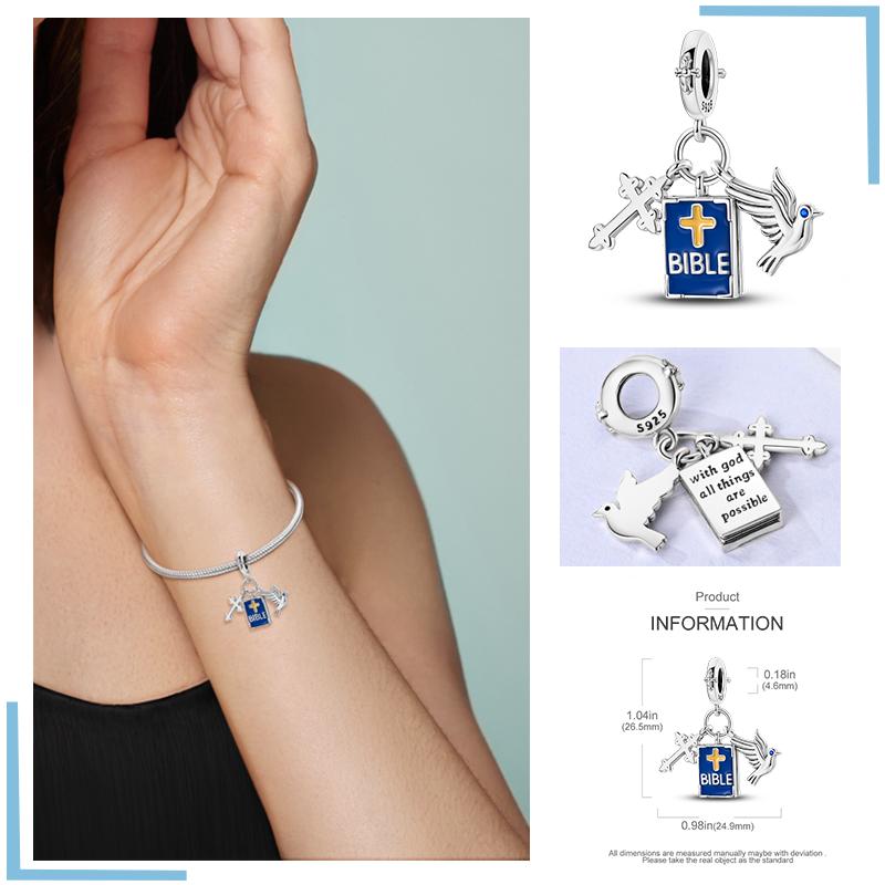 Copper Blue Eyes And Palm Charms Crucifixion Beads Women Girlfriends Jewelry Gift