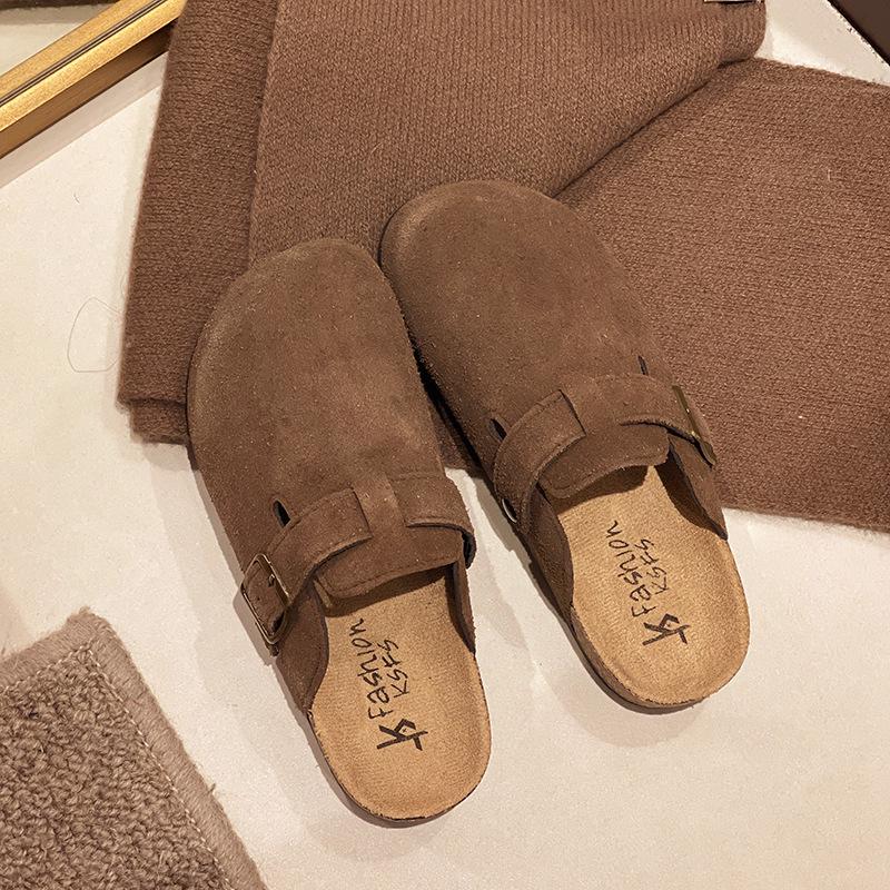 2025 Cork Birkenstocks Half Slippers: Women's & Men's Retro Closed Toe Slip-ons for Casual Outdoor Wear