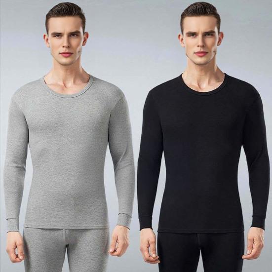 Pánské termoprádlo Dlouhé spodky Set Ležérní dvoudílný outfit Zima Udržujte v teple Top a kalhoty s dlouhým rukávem do chladného počasí