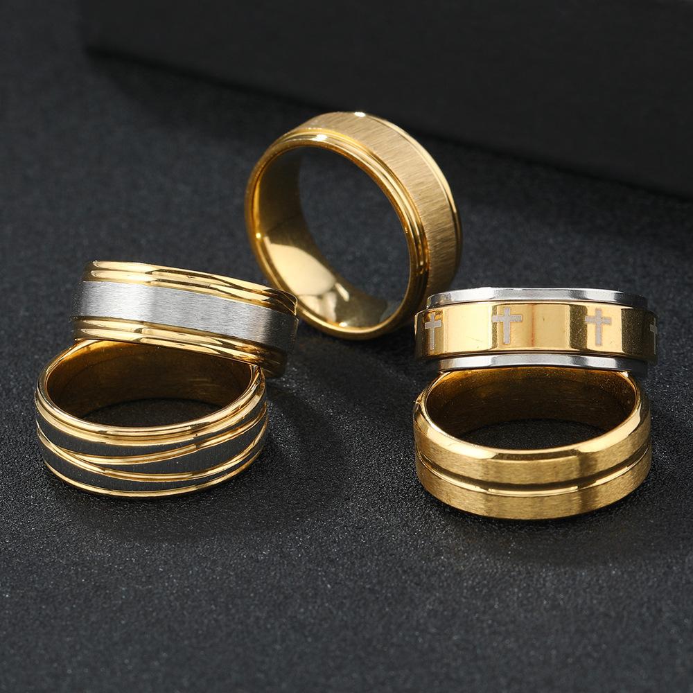 Specially designed for stainless steel rings8MM Matte Gold Ring Hip Hop Trend Plated18k Gold Ring Jewelry Set