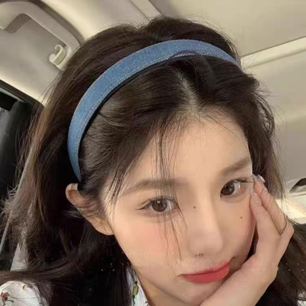 2 Stück Europäische und Amerikanische Einfarbige Denim Vintage Haarreifen Stirnbänder für Damen Mädchen Koreanische Haarreifen Bänder Accessoires