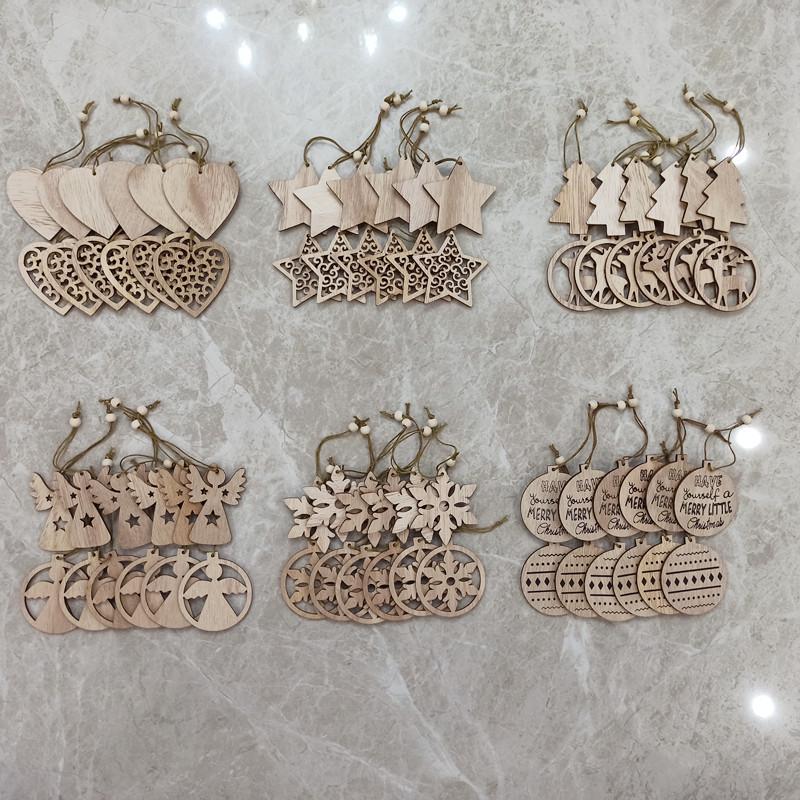 Handmade Wooden Snowflake Christmas Tree Ornaments - Small Tree Decoration Accessories