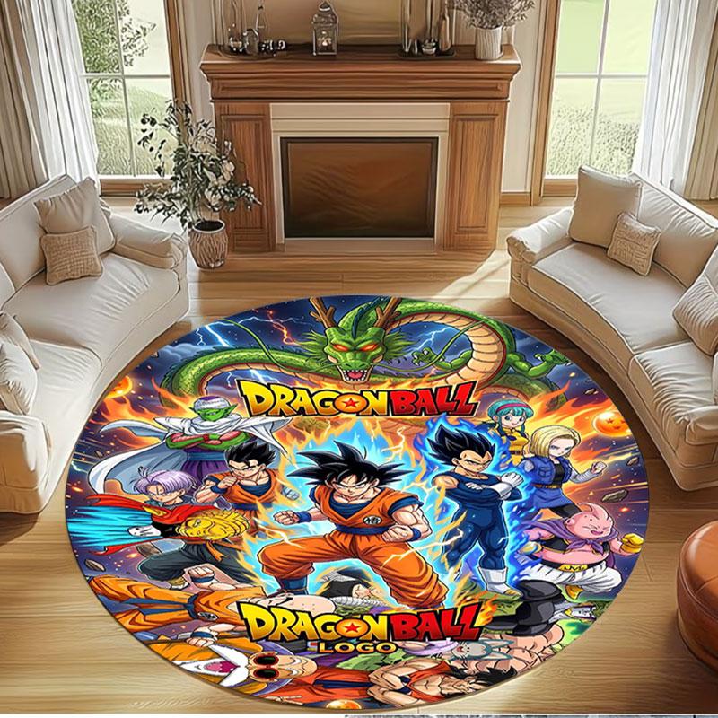 Dragon Ball Print Round Rug, Washable Floor Carpet, For Entryway Dorm Laundry Room Office Study, Home Decor Birthday Christmas Gift