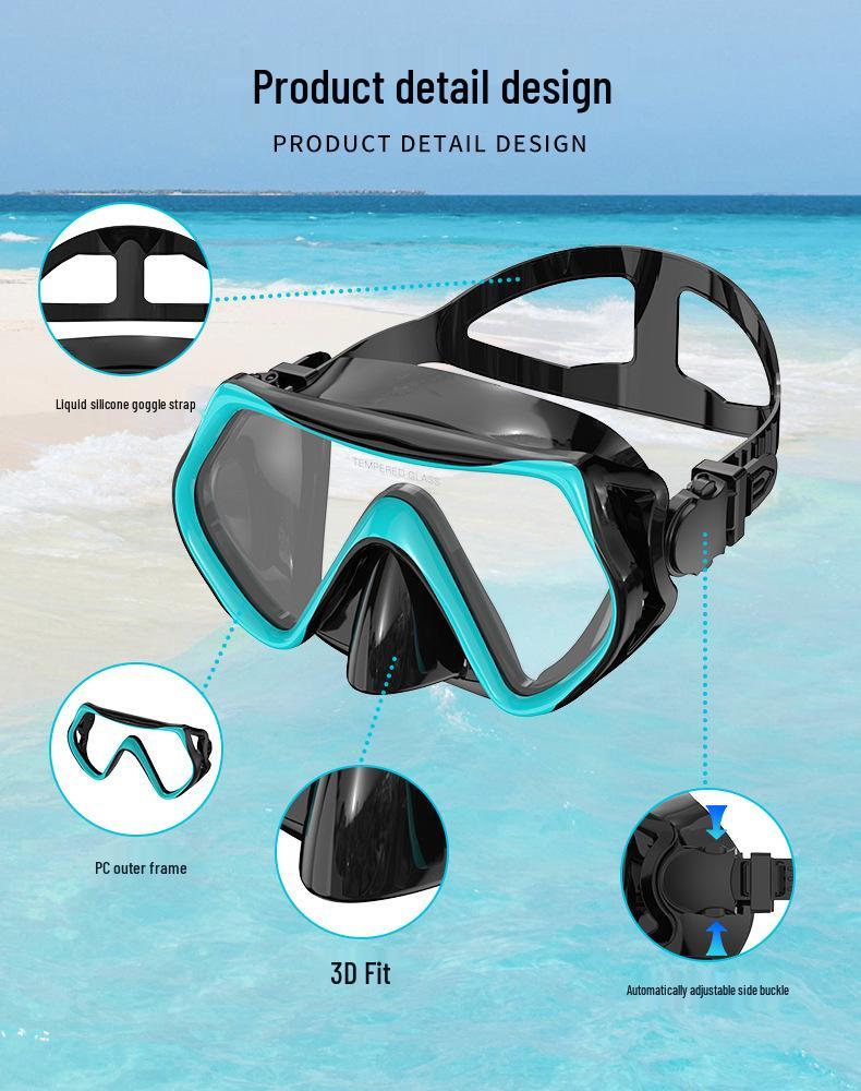 Unisex Large-Frame Diving Mask - Fashionable, HD, Anti-leak, Waterproof Snorkeling Gear