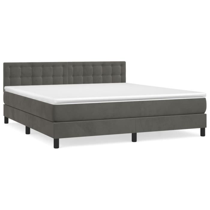 3141552 vidaXL Bed Base and Mattress Dark Grey 160x200cm Velvet