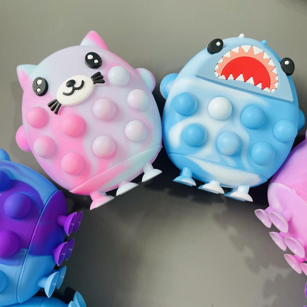 Zvířecí mačkací hračka 3D silikonová dekompresní kuličková hračka Dětská deratizace Pioneer Press Žralok Jednorožec s přísavkou