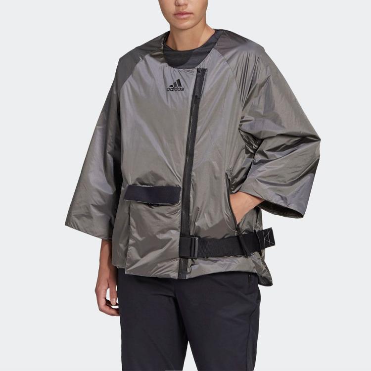 Adidas Outdoor Sports Double-Layer Hooded Down Jacket Women Jacket Metallic-Gray FT2459