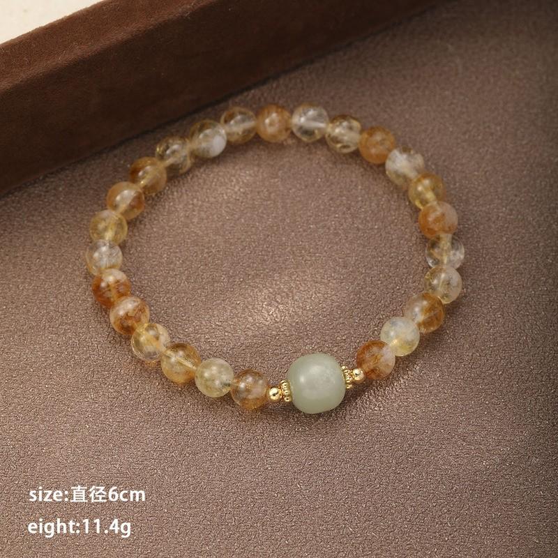 Natural Citrine Crystal Bracelet With Hetian Jade Accents Women Geometric Design Lightweight Luxury Style Copper Natural Crystal NL03371B