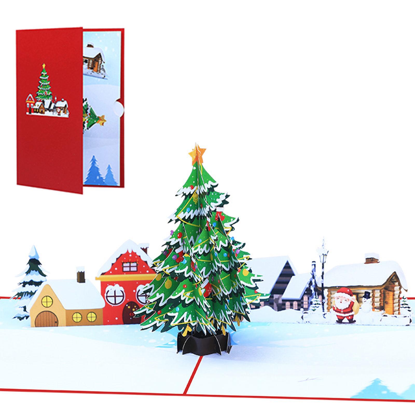 Colorful 3D Christmas Tree Card Intricate Designed Popup Greeting Cards with Matching Envelope for Sending Wishes 1