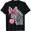 Zebra Wearing Glasses and Blowing Pink Bubble Gum T-Shirt