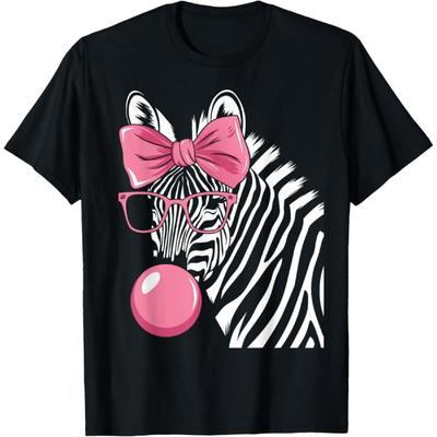 Camiseta de Cebra con Gafas y Chicle Rosa