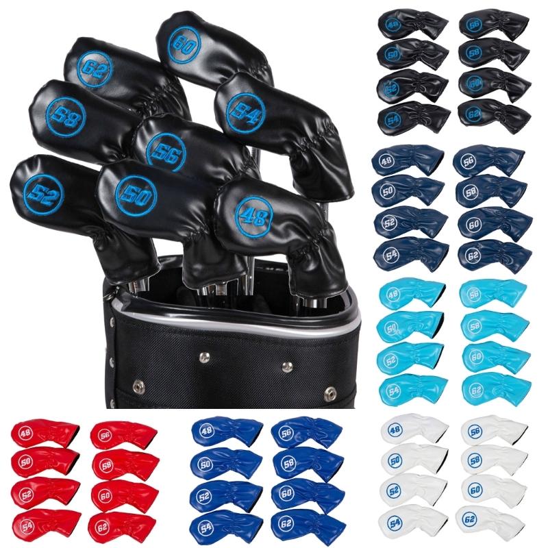 8Pcs Golfs Iron Head Cover Thick PU Leather Embroidered Number Golfs Head Cover Replacement Headcover Protective Cover