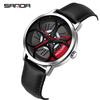 Sanda Men's 1061 Waterproof Leather Strap Watch with Trendy Hollow Dial