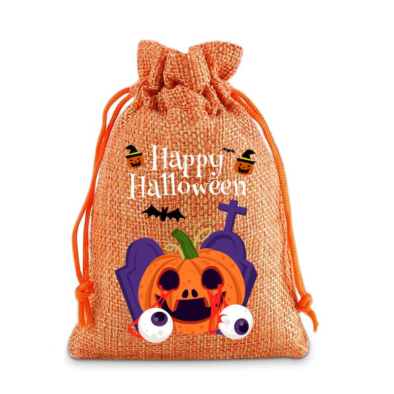 Halloween Kinder Zuckertüte Kürbis Geist Leinen Bündel Mundbeutel Geschenktüte Kordelzug Süßigkeitentasche Lager