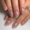 Le Fan Polka Dot French Wearable Short Almond Flower Bow Nail Art Tips False Nails