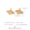 Shiny Metal Ginkgo Leaf Inlay Rhinestone Stud Earrings for Women Exquisite Gold Color Leaf Irregular Earrings Fashion Jewelry