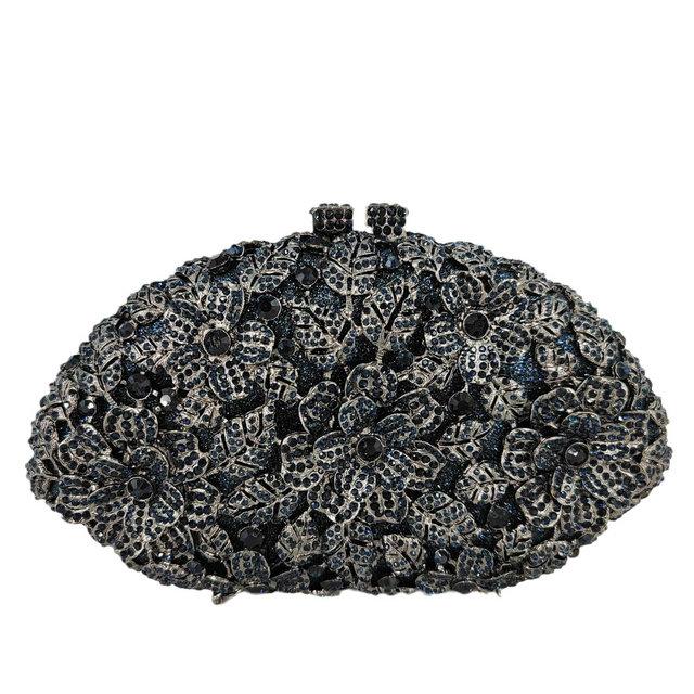 

Boutique De FGG (in stock) Dazzling Flower Crystal Clutch Evening Purse Bag Women Formal Dinner Handbag Wedding Bridal Purse Mini Size
