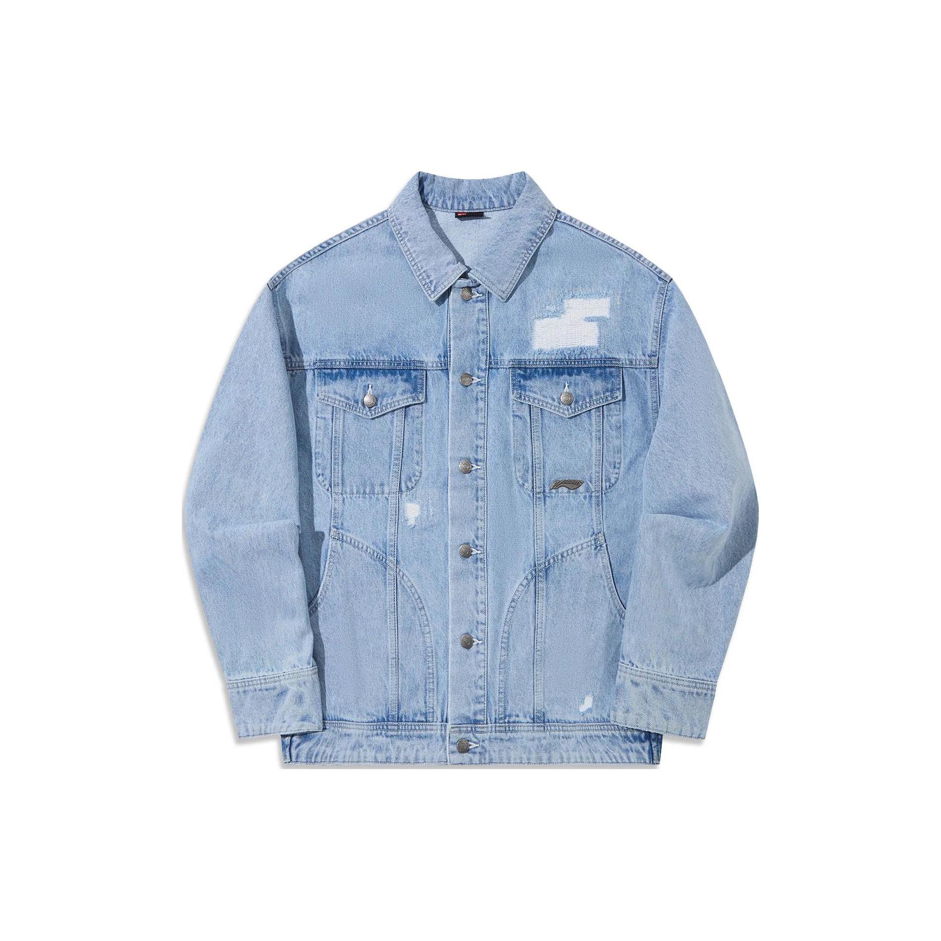 Li Ning Denim Jacket Men s Light Blue AJDT751-2 L