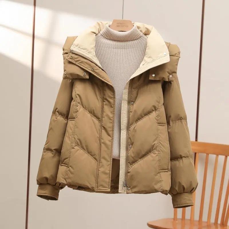 Coat for Women Fleece Thickened Plush Autumn Winter Double Layer Windbreaker Oversize Waterproof Casual Zipper Hooded Jacket