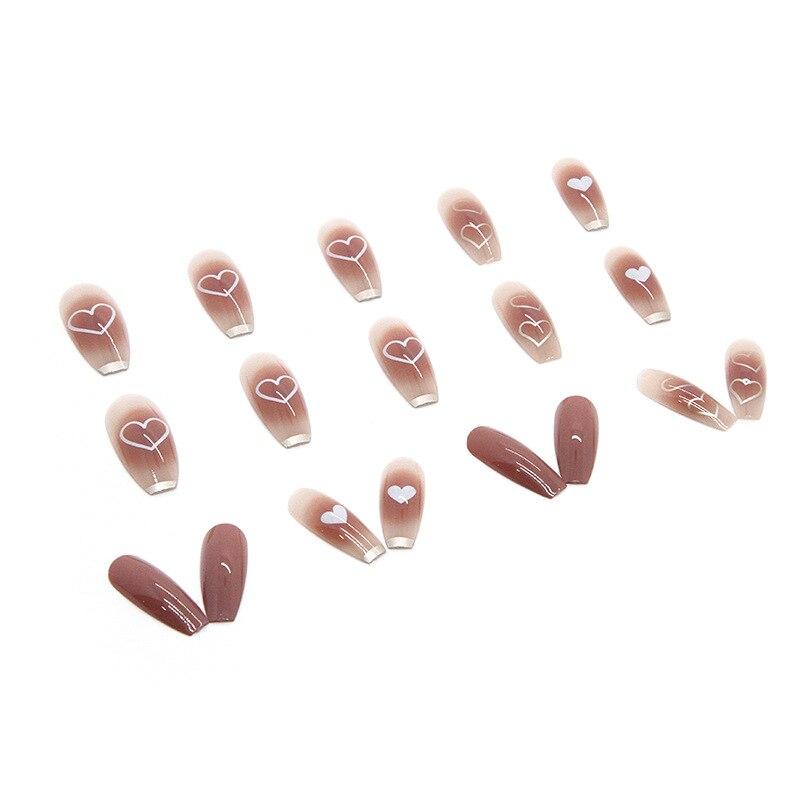 1 Pc Set of Short Acrylic Coffins on False Nails Reusable French Fingertips Kawaii False Nails with Design