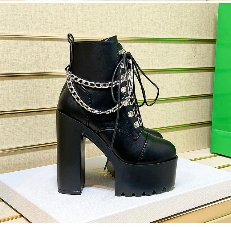 2025 Boots Women's Thick-soled 15CM High-heeled Thick-heeled Versatile Large-size Medium Tube Short Boots Single ZYW-831-23