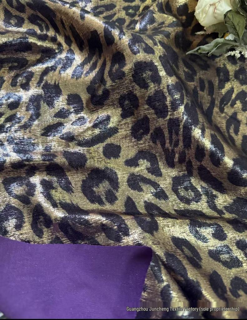 Leopard Velvet Metallic Silver Glitter Dress Fabric - Fashion Costume Performance Material