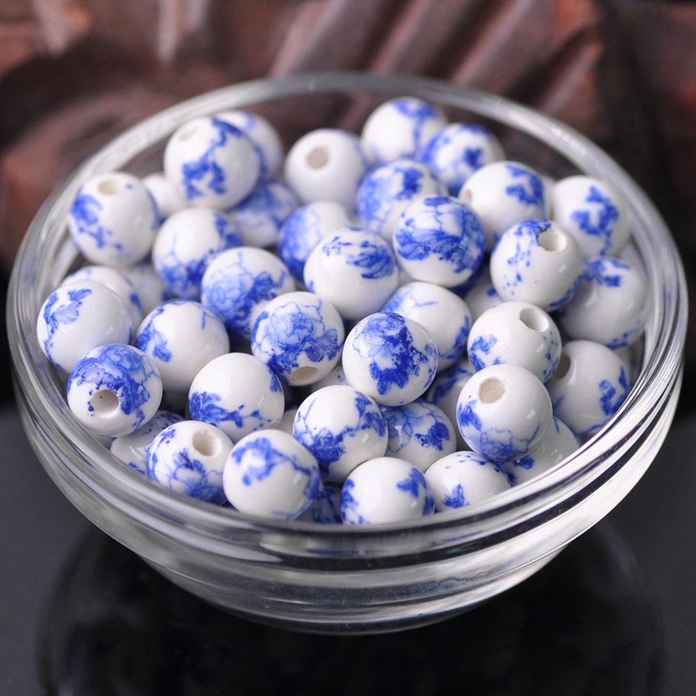 

20 шт. Круглые бусины-разделители из керамического фарфора с цветочными узорами, 10 мм, 12 мм, лот для DIY поделок, браслетов, аксессуары для изготовления ювелирных изделий 10mm-20pcs
