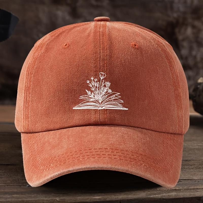 Fashionable Book Flower Print Baseball Cap Versatile Outdoor Leisure Fishing Hat Sun Visor Peaked Cap Travel Hat