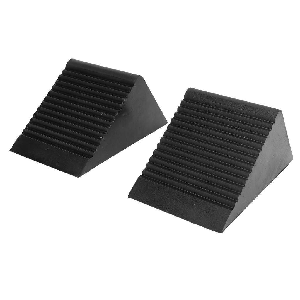 2pcs Heavy Duty Rubber Wheel Chocks Black Quick Grip Ribbed Tire Chocks for Trailer RV Truck Car ATV