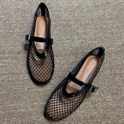 Sommer Mesh Hohl Sandalen Frauen Wohnungen Flache Faulenzer 2024 Neue Strand Walking Designer Schuhe Komfort Retro Weibliche Zapatillas