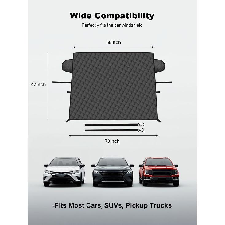 AUTO Upgraded 5-Layer Car Windshield Cover For Ice And Snow, Car Front Windshield Snow Cover Designed For Harsh Weather, Fit For Most Cars, SUVs And