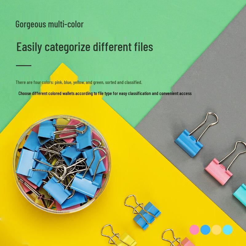 Deli 25mm Assorted Color Metal Binder Clips, 48 Count