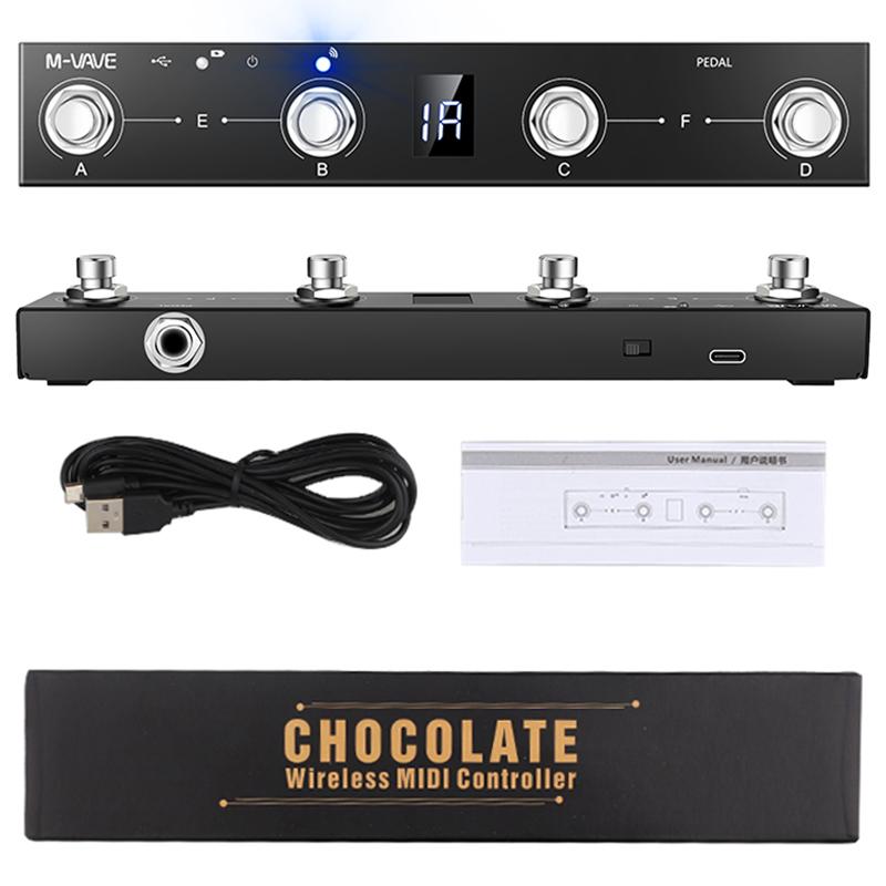 M-VAVE Chocolate Schokolade BT Rechargeable 4 Buttons MIDI Controller Pedal APP Control with Wireless Transmission Systems