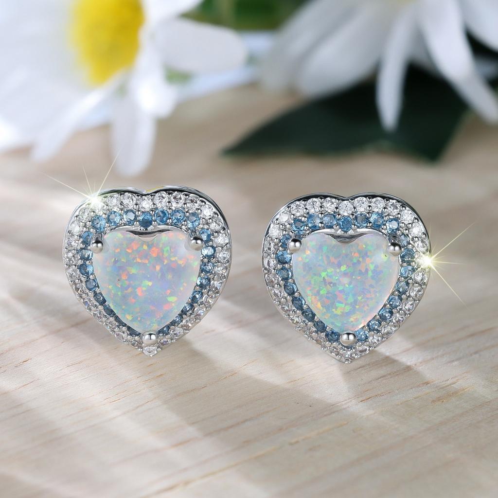 Miluji bílý okraj modré a bílé diamantové náušnice Niche Lehký luxus Atmosférické Všestranné náušnice