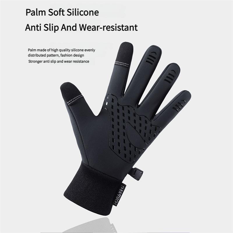 Men's and Women's Outdoor Hiking Skiing Anti-Slip Touchscreen Windproof Waterproof Fleece-Lined Warm Gloves