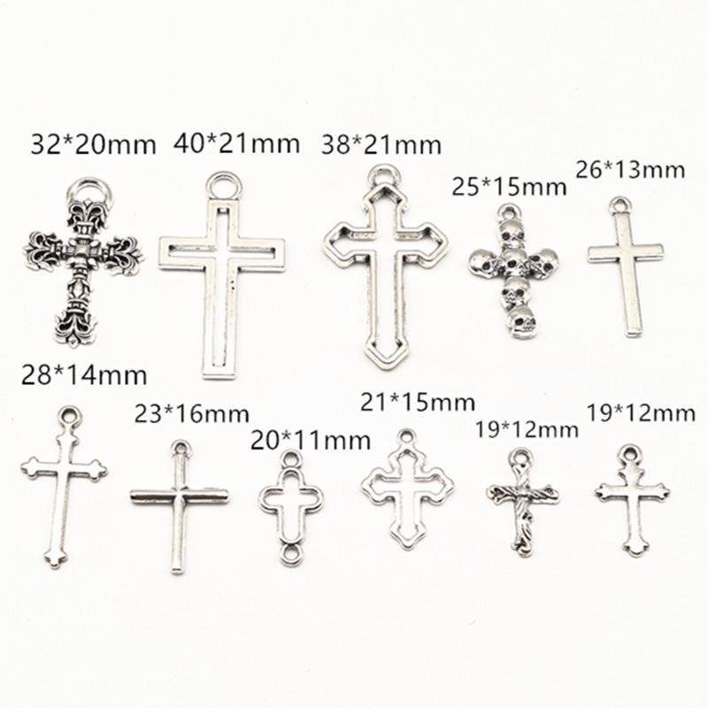 Retro Zinc Alloy Cross Pendant for DIY Jewelry