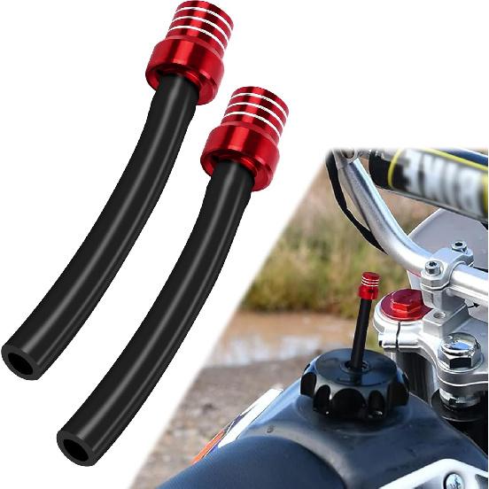 2PCS Breather Hose Gas Fuel Tank Cap, Gas Can Vent, CNC One Way Tank Valve Vent Tube with Aluminum Breather Valve, Fuel Cap Hose Tube for ATV CRF YZF