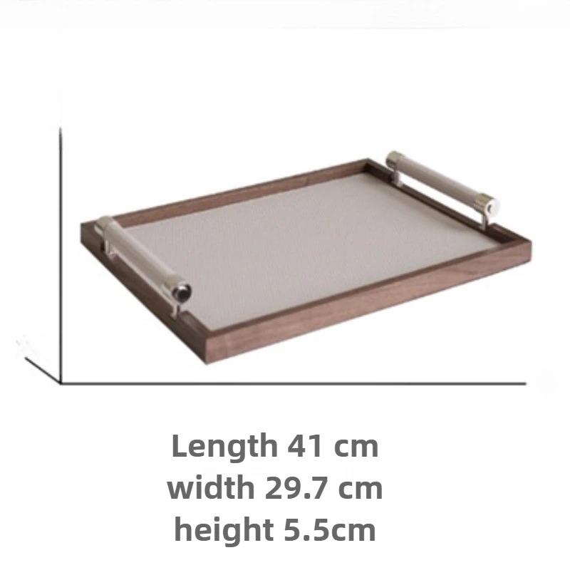 Organizer Drewniane Tace do Przechowywania Wyjmowane Luksusowe Prostokątne Tace Stołowe na Kosmetyki Taca Skórzana na Jedzenie Taca na Przyprawy Kuchenna Dekoracyjna