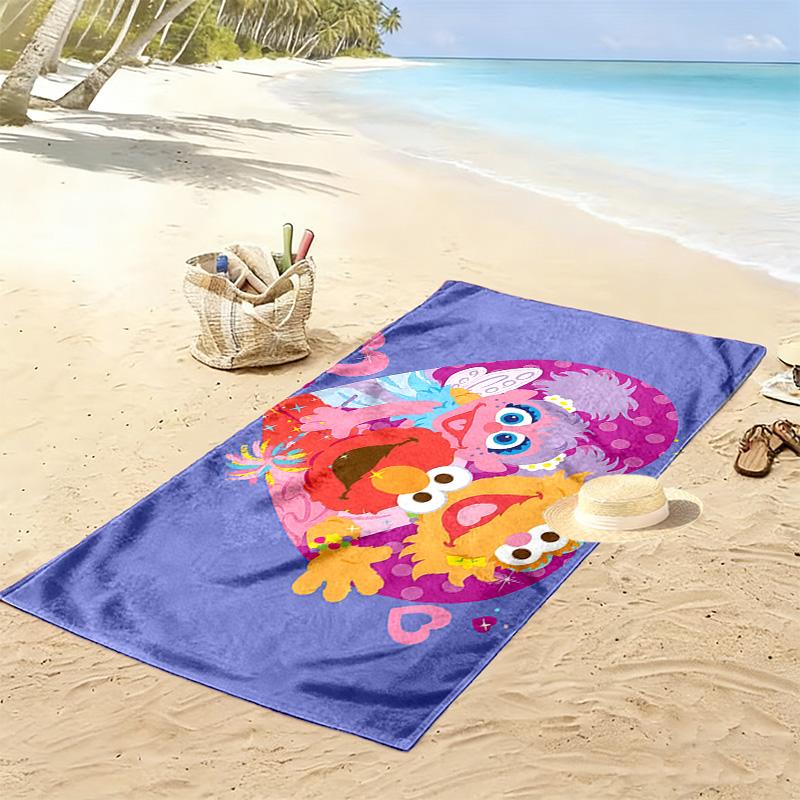 Sesame Street Print Beach Towel, Large Soft Quick Dry Towel for Beach Camping Swimming